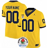 Men's Michigan Wolverines ACTIVE PLAYER Custom 2023 F.U.S.E. Yellow Rose Bowl Patch Stitched Jersey,baseball caps,new era cap wholesale,wholesale hats